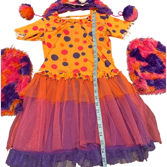 Monster Costume Dress Up Halloween Outfit Hat & Sleeves Orange Purple Kids - Picture 3 of 15